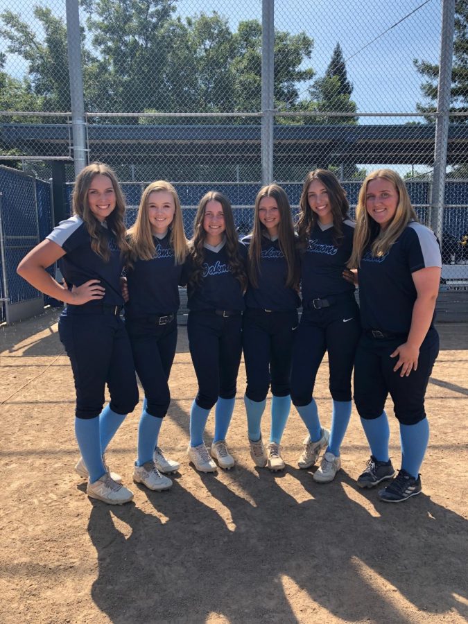 Senior Kailer Fulton, third from the left, pictured with five of her teammates.