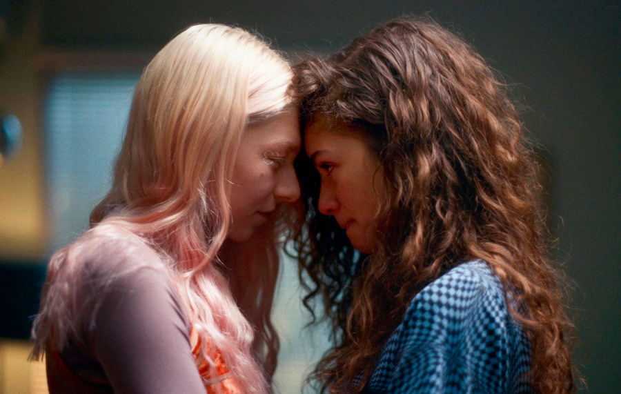 Actresses+Zendaya+and+Hunter+Schafer+in+a+scene+from+Euphoria.+