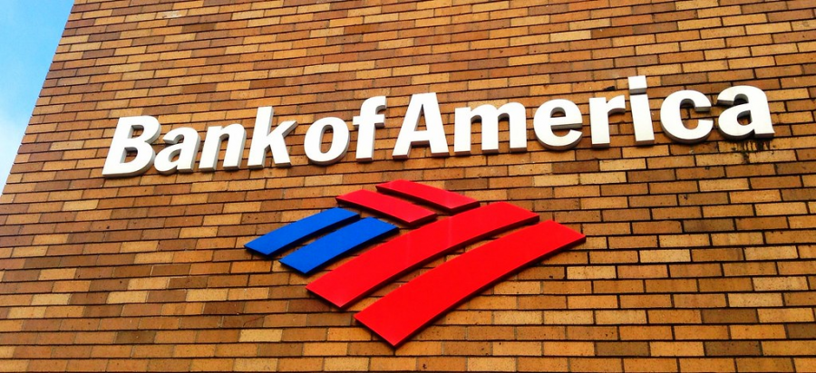 A photo of the Bank of America logo.