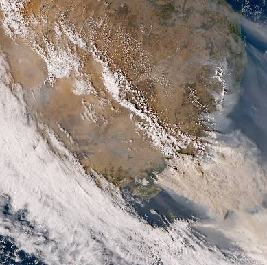 The view of the Australian bushfires from Himawari 1 on January 4, 2020.