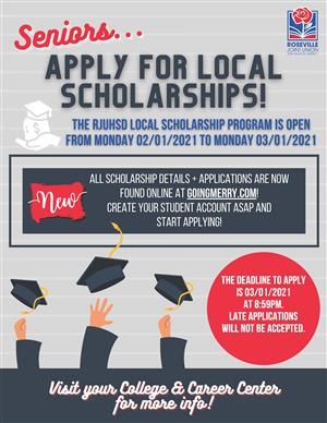 Flyer for the RJUHSD scholarship program.