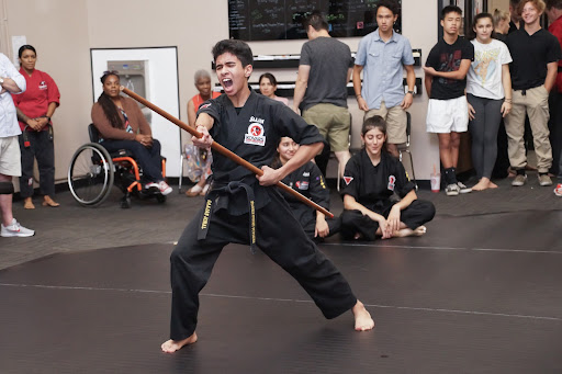 Johal strikes a pose while performing a martial arts routine for an audience a few years ago. 