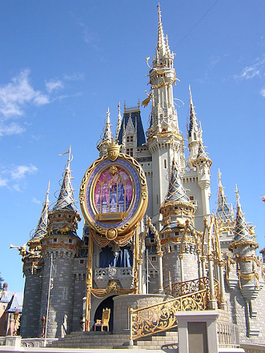 The Cinderella Castle celebrating the “The Happiest Celebration on Earth” event for Disneyland’s 50th anniversary in 2006-2007.