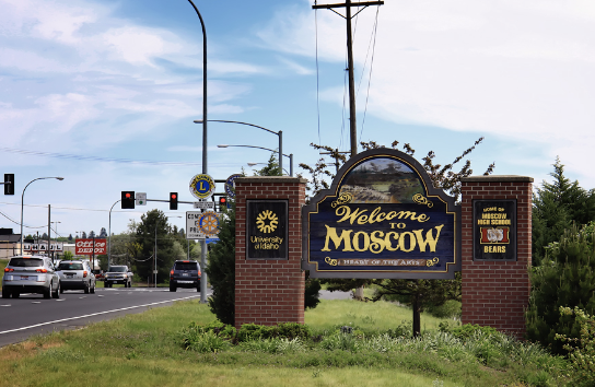 Moscow, Idaho, the town where the victims off campus house was located.
