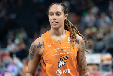 6’9 Britney Griner during the Minnesota Lynx vs Phoenix Mercury game on July 14, 2019.
