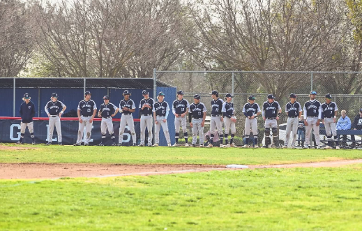 Oakmont Vikings on the foul line getting ready for the National Anthem.