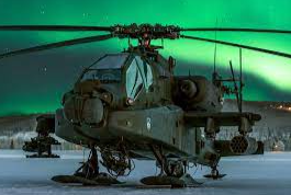 AH-64 Apache attack helicopter like the two that crashed in Alaska.