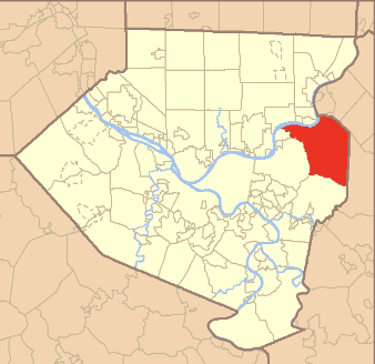 The area of Plum, Pennsylvania highlighted on map.
PC: Skeetidot on Wikimedia Commons 