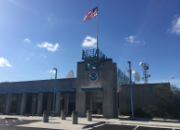 Front entrance of the National Hurricane Center building, taken in 2017. 
