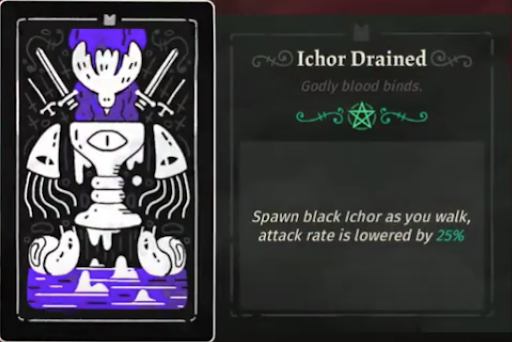 A screenshot of the “Ichor Drained” corrupted tarot card. 
PC: GAMER ZONE