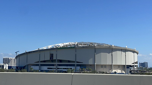 Damage to the Tropicana Field Stadium after Hurricane Milton. PC: Wikimedia