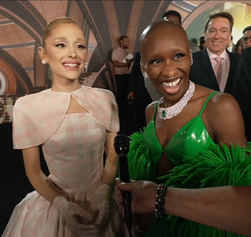 Ariana Grande (left) and Cynthia Erivo (right) captured laughing during an interview at the Wicked premier. PC: Wikimedia Commons
