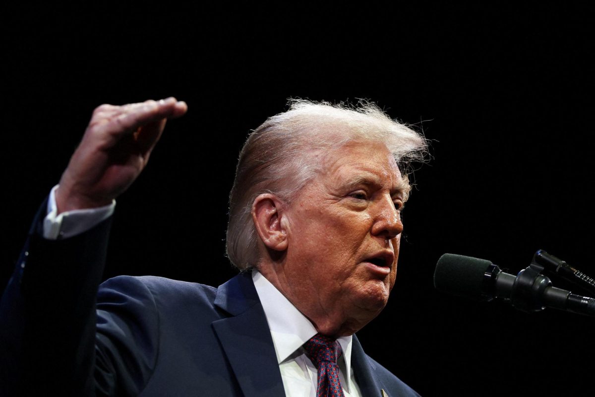 Trump speaking at a podium at the Museum of the Bible PC: Reuters
