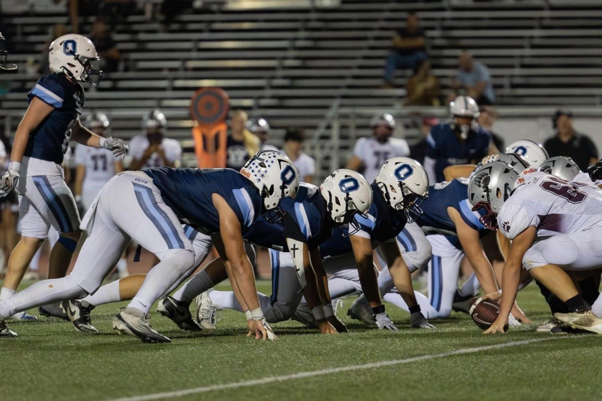 Oakmont’s defensive line at the 9/26/25 game against Bear River PC: Gavin Harder
