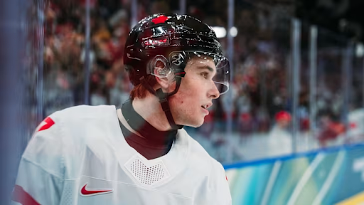 Macklin Celebrini at his first Olympic hockey game on 2/12/26. PC: Salomon Micko Benrimoh
