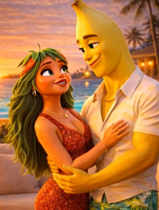 Both Strawberry and Banana are shown in this photo. Both are main characters from the AI hit. PC: TikTok
